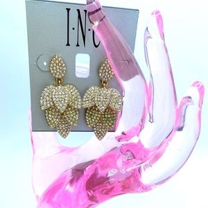 Pavé Layered Palm Leaf Drop Earrings